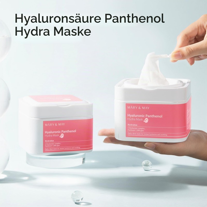 Mary&May Hyaluronic Panthenol Cloth Mask, Pack of 30 Hyaluronic Panthenol