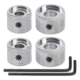 2Pcs Yootones Metal Guitar Dual Concentric Stacked Control Knobs Compatible with Electric Guitar Bass (Silver)