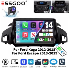 ESSGOO 4+64G For Ford Escape Kuga 2012-2019 Car Stereo Radio Apple CarPlay Android 14