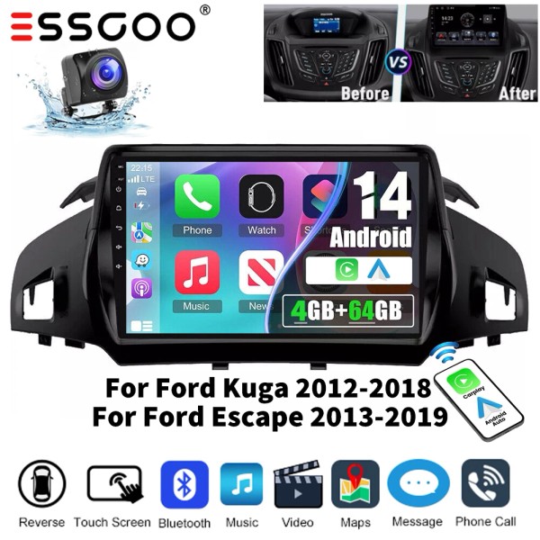 ESSGOO 4+64G For Ford Escape Kuga 2012-2019 Car Stereo Radio