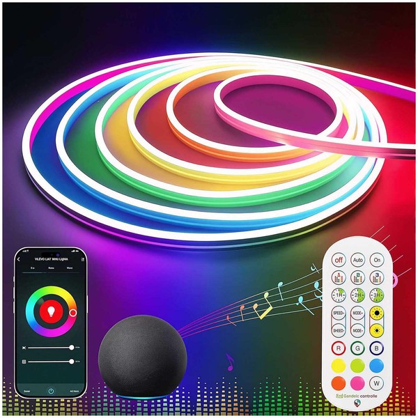 MozkeTo19 Neon LED Light Strip 5M, DIY RGB,with APP Control,