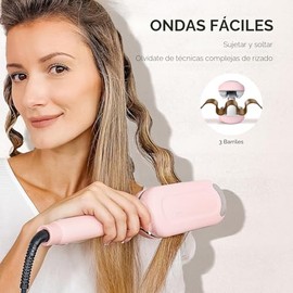 Rizador de pelo y rizador de cabello ondulador - TYMO ROVY varita para ondas de playa, rizador iónico de ondas profundas con 3 barriles de cerámica pa