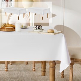 Glomii 2 Pack White Square Table Cloths - Wrinkle Free Machine Washable Tablecloth, Polyester Wrinkle Free Table Cover for Dinning Room, Party, Buffet, Wedding, Restaurants, 147 x 147cm