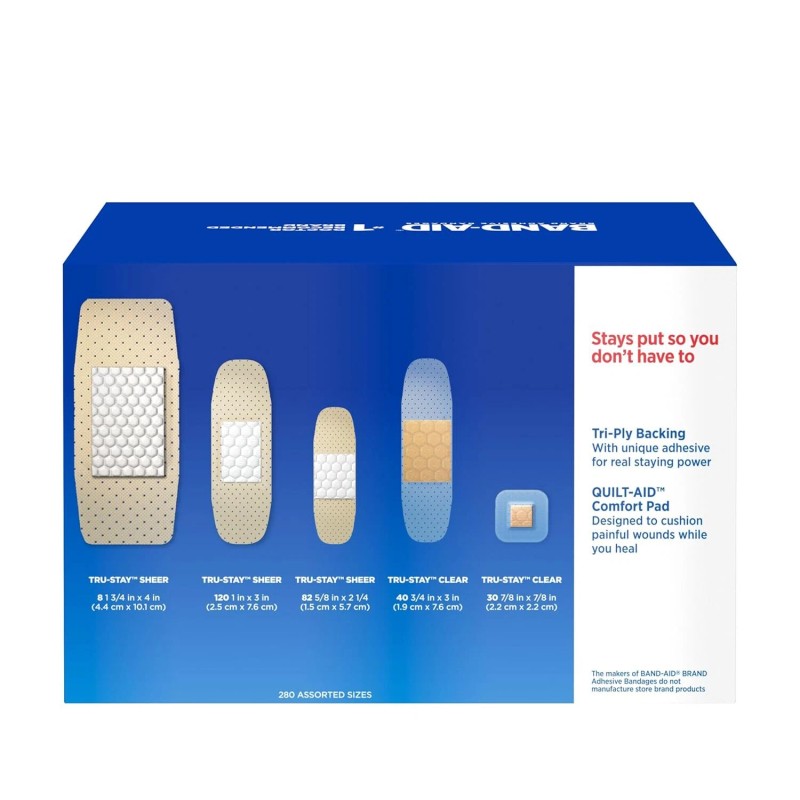 280 Band-Aid Adhesive Bandages Family Variety Pack, Sheer & Clear