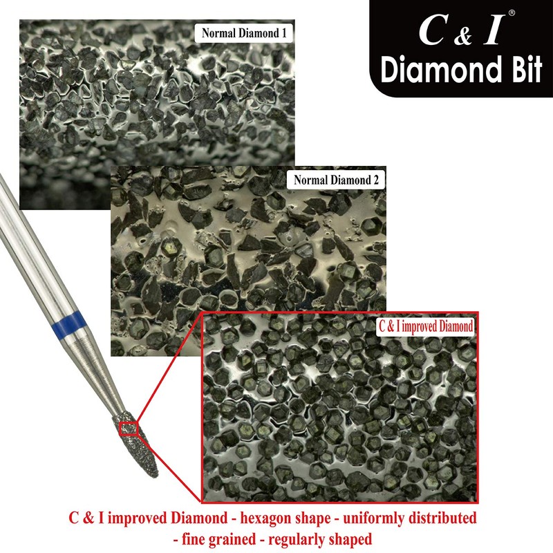 C & I Diamond Nail Drill Bit Flame Shape E-File