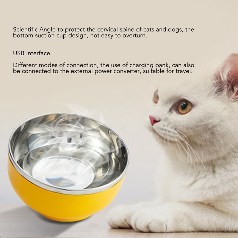 450ML Pet Heated Bowl Stainless Steel Water Heating Bowl USB