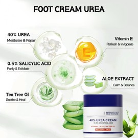 40% Urea Foot Cream for cracked heels and Dry Skin – Cracked Heel Repair Cream & Intensive Foot Moisturiser – Targets Rough Skin Areas & Dry Feet Treatment - Suitable for all kinds of seasonal dryness