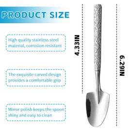 Dessert Spoons Set of 6 Stainless Steel Ice Cream Spoons Sugar Small Spoon for Home Kitchen Coffee Bar (6)