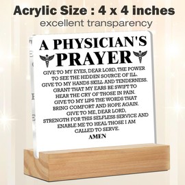 Physician Gifts Physician Assistant Gift Medical School Graduation Gifts Physicians Desk Decor, Physicians Prayer Acrylic Desk Plaque Sign Home Office Decoration 4 x 4 Inches