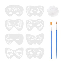 IDNVFY 8 Stücke Der Malvorlage, 1 Palette, 2 Pinsel, DIY -Blindmaske, Wiederverwendbar, Für Maskeraden Geeignet, Partys.