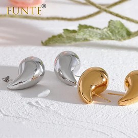 2 Pairs Chunky Gold Sliver Hoop Earrings 18k Gold Plated Teardrop Earrings For Women Hypoallergenic Gold And Silver Chunky Earrings Lightweight Drop Earringswith Sterling Silver Post For Women Girls