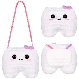 Tooth Fairy Teeth Holder Tooth Fairy Pillow Gift Plush Pocket Crochet Pouch Dropped Teeth Keepsake Gift for Kids Boys Girls