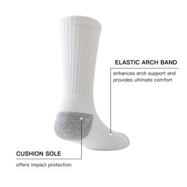 JOYNÉE 8 Pairs Mens Crew Cushion Socks Work Athletic Running Socks Casual Breathable Socks for Men,White,Sock Size:13-15