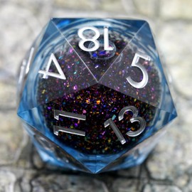 Dungeons and Dragons DND Dice D20, Liquid Core Dice Set D&D 33MM Oversized D20 Single Sharp Edge Resin dice with Gift Case, Polyhedral Dice for Role Playing Game