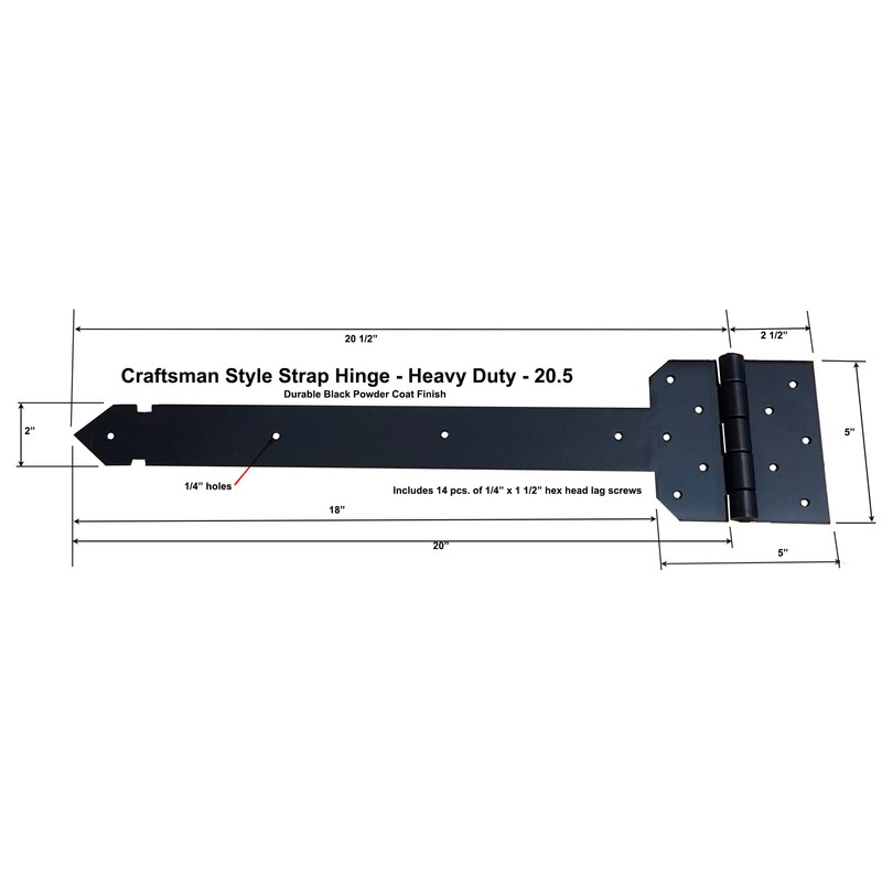 Heavy Duty Strap Hinge T-Hinge - 20 1/2" Craftsman Style