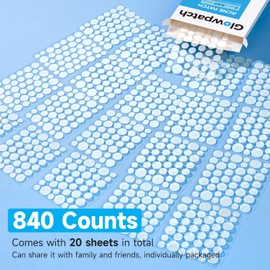 Glowpatch Acne Pimple Patch(840 Counts 4 Sizes), Zit Stickers for Face, Hydrocolloid Spot Stickers, Clear Acne Dots for Covering Zits, Blemishes, and Breakouts