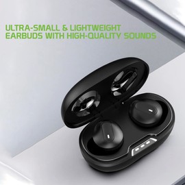 Wireless V5.1 Bluetooth Earbuds Compatible with BLU C4 with Extended Charging Bank case for in Ear Headphones. (V5.1 Black)