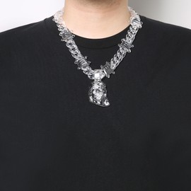 HZMAN Chunky Transparent Acrylic Jesus Pendant Necklace for Men Christian Gift