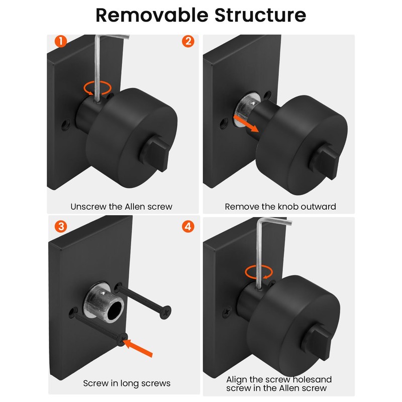 Haidms Black Door Knobs with Deadbolt, Heavy Duty Matte Black