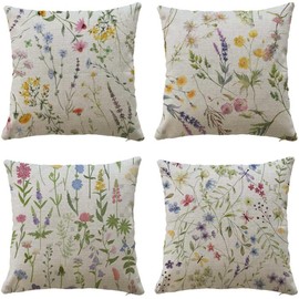 Hangood Cushion Cover Home Garden Outdoor Set of 4pcs Throw Pillow Case Living Room Chair Sofa 20x20 inch Pillowcase Floral Sage 50x50cm 4S010