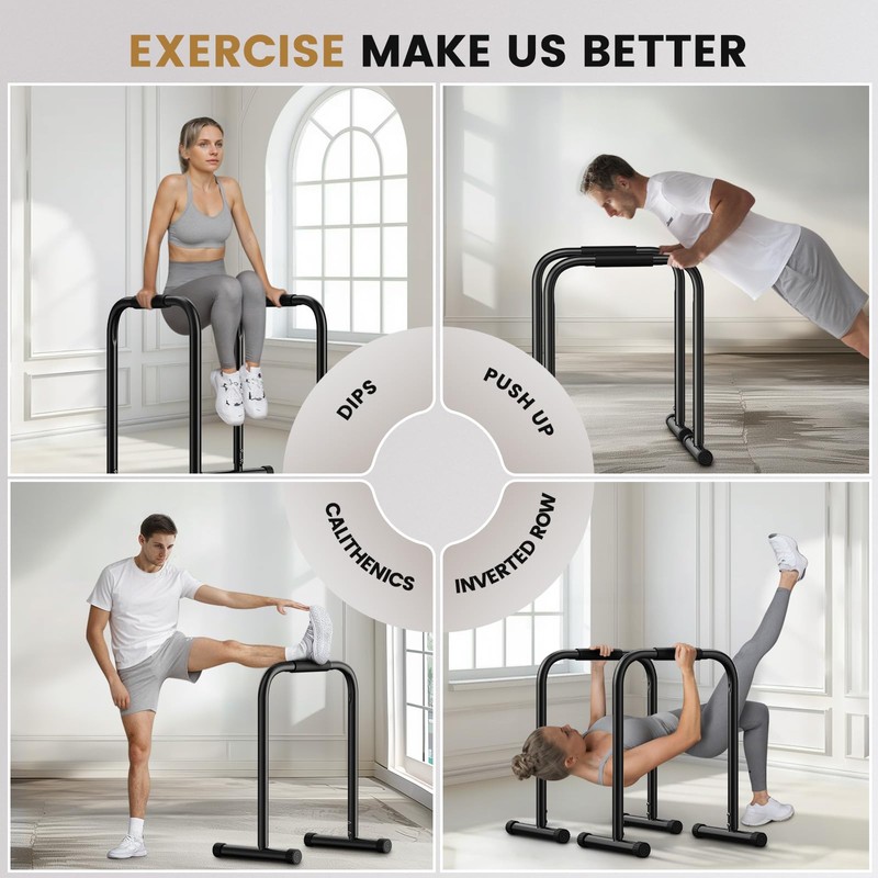 Sportsroyals Dip Bar,Adjustable Parallel Bars for Home Workout,Dip Station with