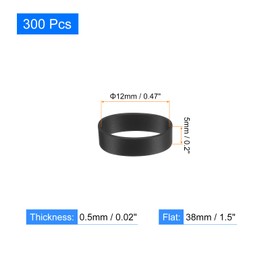 QUARKZMAN Pack of 300 Rubber Bands, 12 x 5 mm Rubber Bands, Rings, Cable Ties, Strong Elastic Bands, Non-Slip for Cable Wrapping, Bag Packaging, Black