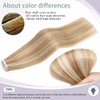 S-noilite Tape In Human Hair Extension 14" Golden Brown Highlights