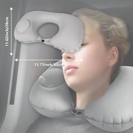 Inflatable Neck Pillow, Travel Pillow, Inflatable Travel Pillow, Inflatable U Shape Pillow, Neck Pillow, Travel Pillow, Ergonomic Inflatable Travel Pillow for Travel, Plane (Grey)