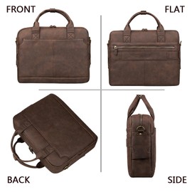 Leather Briefcases for Men 15.6 Inch Laptop Briefcase Business Messenger Bag Retro Waterproof Computer Bag Perfect Birthday Gifts For Husband, Brown