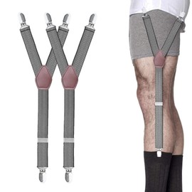 STAY GENT Y-Style Shirt Stays to Keep Shirt Tucked In, 2Pcs Shirt Garters for Men with Non-slip Clamps, Adjustable Shirt Suspenders Holder for Police, Military, Business, Daily Wear (Striped)