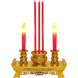 Beaupretty Led Decor Led Electronic Incense Burner Stick Buddhist Candle Lamp Retro Light Chinese Traditional Candlestick Feng Shui Buddhist Worship Prayer Altar Supplies Dragon Incense Burner