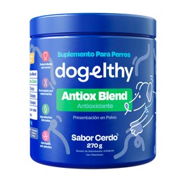 Dogelthy Antiox Blend Suplemento Antioxidante Natural para Perros | Apoya el Envejecimiento Saludable y Sistema Inmune. Polvo Sabor Cerdo 270 g