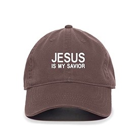 Jesus is My Savior Baseball Cap Embroidered Cotton Adjustable Dad Hat Brown