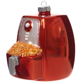 2pcs Blown Glass Air Fryer Ornaments for Christmas Tree