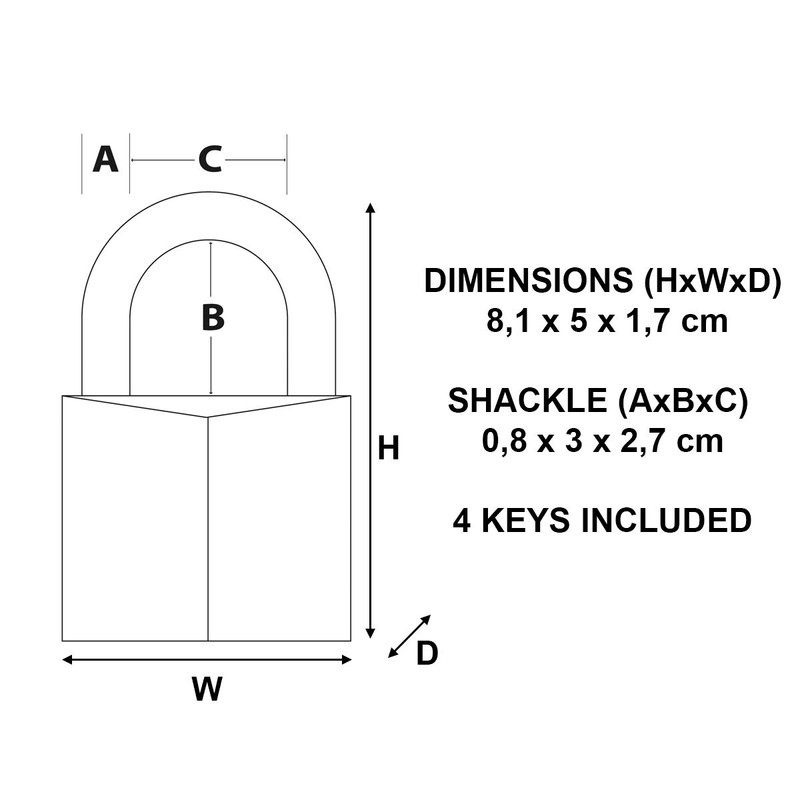 MASTER LOCK 2950EURD Padlock 50 mm Full Brass High Security