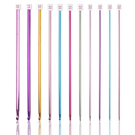 Coopay Tunisian Crochet Hook Set, 12 Pieces Colourful Tunisian Crochet Hooks with Rope and 11 Pieces Aluminium Tunisian Knitting Needles Crochet, Lightweight Tunisian Crochet Hook Set for Beginners,