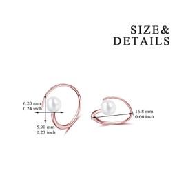 Sterling Silver Pearl Spiral Hoop Earrings Pull Through Small Hoop Earring for Women Jewelry