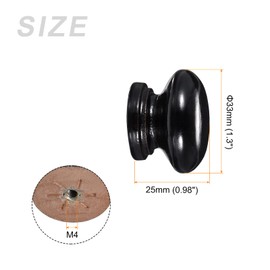 METALLIXITY Round Wood Drawer Knob, (33mm Dia) 5Pcs, Wood Pull Knobs - for Furniture Drawer Wardrobe Dresser, Black
