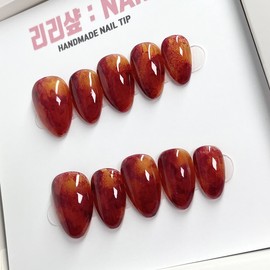 Pumpkin Latte Handmade Nail Tips - Stiletto / 호박라떼 수제네일팁 - 스텔레토