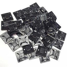 Cable Tie Mounts Self Adhesive Clips Wire Tie Base (25mm x 25mm) - Premium Grade Strength Screw-Hole Anchor Point Provides Optimal Strength (100 Black)