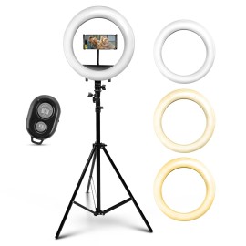 iDance LED Ring Light with Cell Phone Holder, 12", USB Powered with Bluetooth...