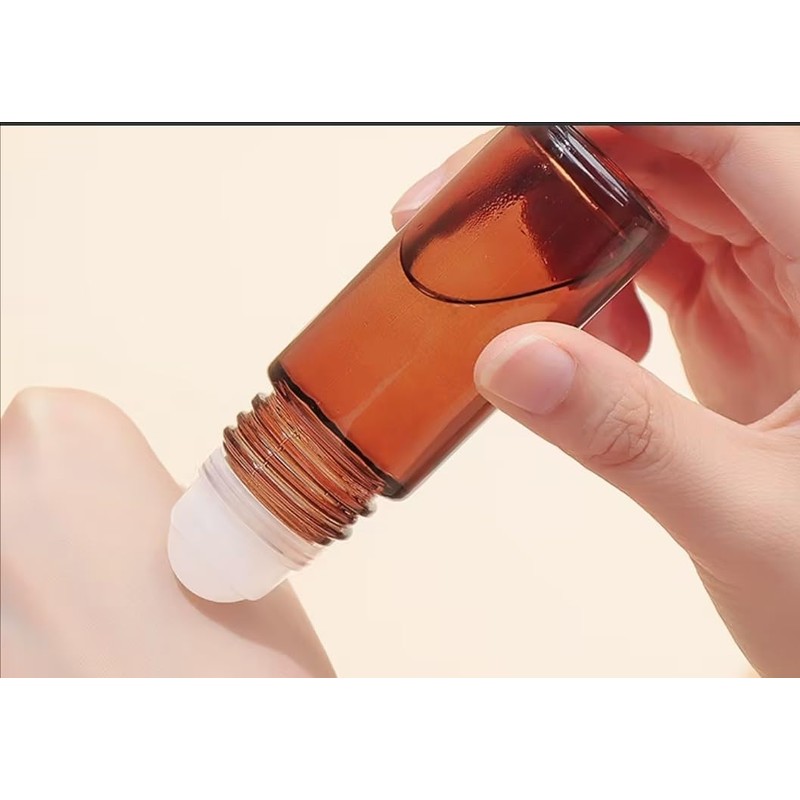 ZGLUZP 2 Pcs 50ml Brown Glass Essential Oil Roller Refillable