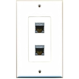 RiteAV CAT 6A 2 Port Shielded Cat6a Wall Plate 1 Gang Decorative White