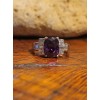 Amethyst Cushion Cut Lab Created Amethyst Cocktail Ring CZ Accents