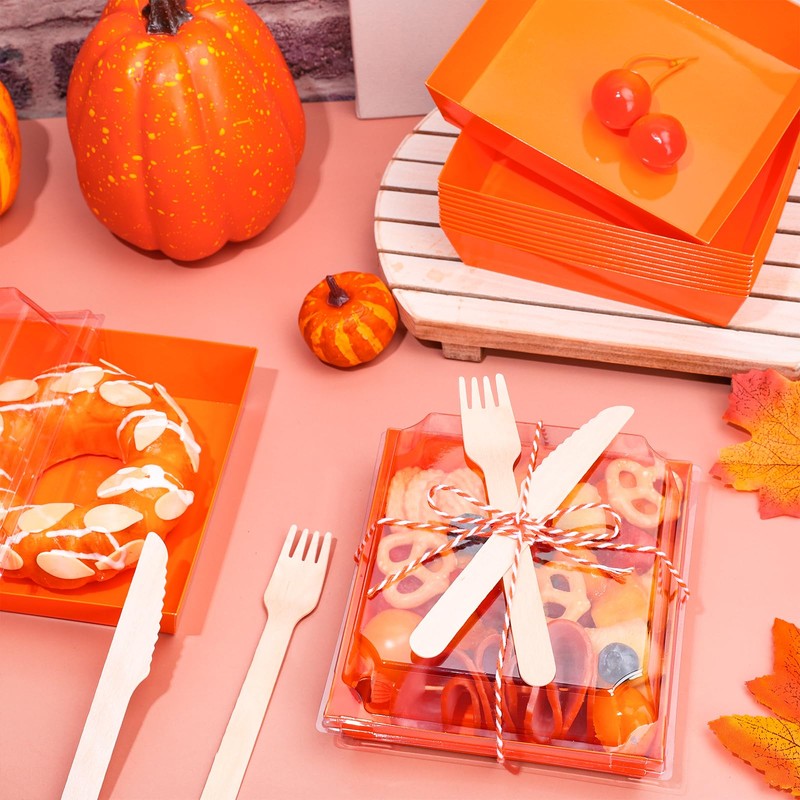 Whaline 50 Set Fall Thanksgiving Orange Small Charcuterie Boxes with