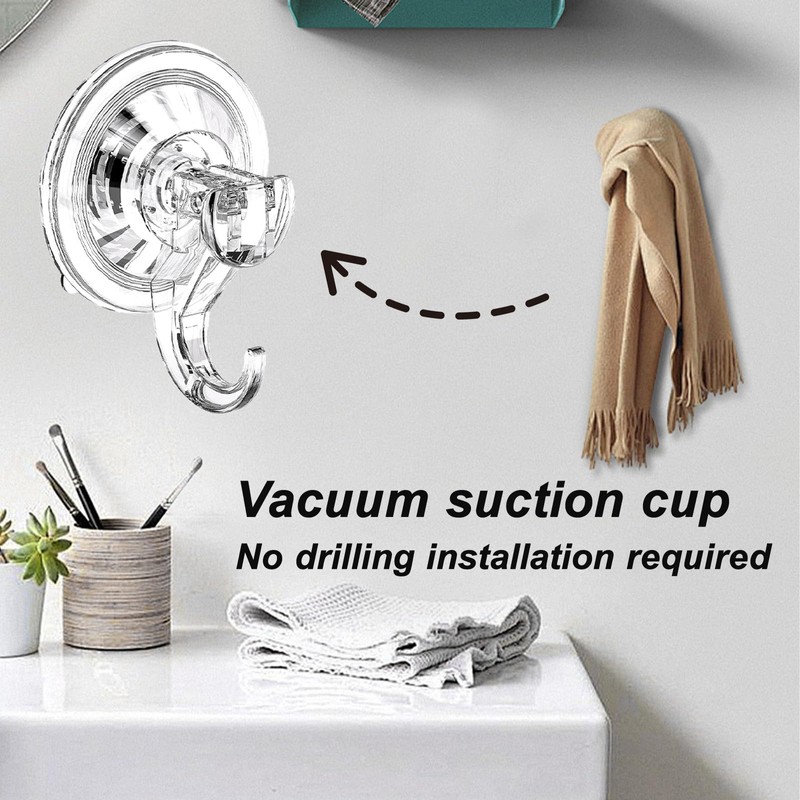2pcs Suction Hooks,Heavy Duty Plastic Strong Vacuum Suction Cup,Clear Reusable