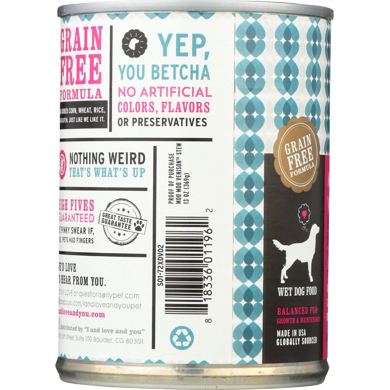 I Love You Dog Food Can Venison, 13 oz