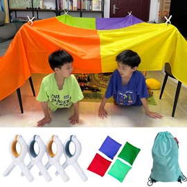 Fort Building Kit for Kids with CPC Certification - Large Lightweight Blanket Fort Making kit and Clips - Portable Playhouse Play Tent Fort - Indoor/Outdoor Girls/Boys Toys Ages 4-5 6 7 8-12