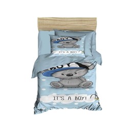 paradise RANFORCE 100% Cotton Baby Bedding, Teddy Bear Themed Duvet Cover Set, Crib Bedding for Baby Boys, Blue