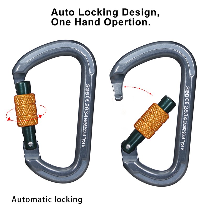 Climbing Carabiners, Auto Locking Carabiner Clips Heavy Duty for Rock